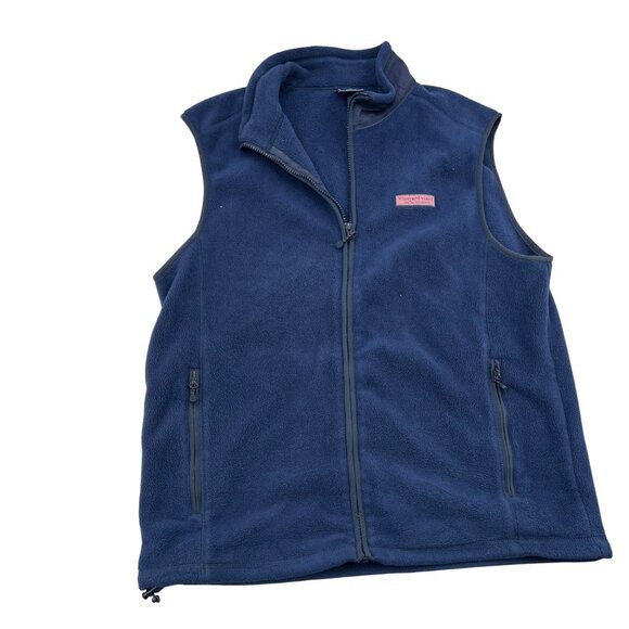Vineyard Vines Mens Navy Blue Full-Zip Fleece Vest With Zippered Pockets Size M - Picture 1 of 4
